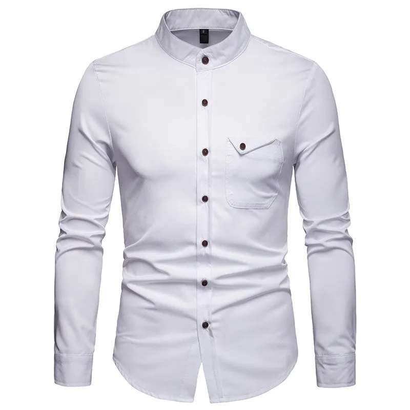 Men's Spring Long Sleeved Shirt With Collar