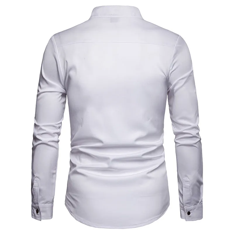 Men's Spring Long Sleeved Shirt With Collar