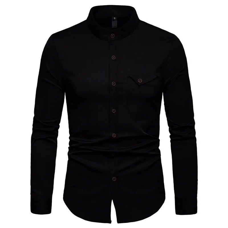 Men's Spring Long Sleeved Shirt With Collar