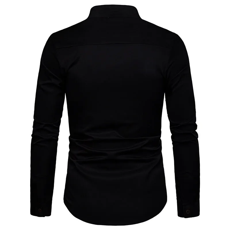 Men's Spring Long Sleeved Shirt With Collar