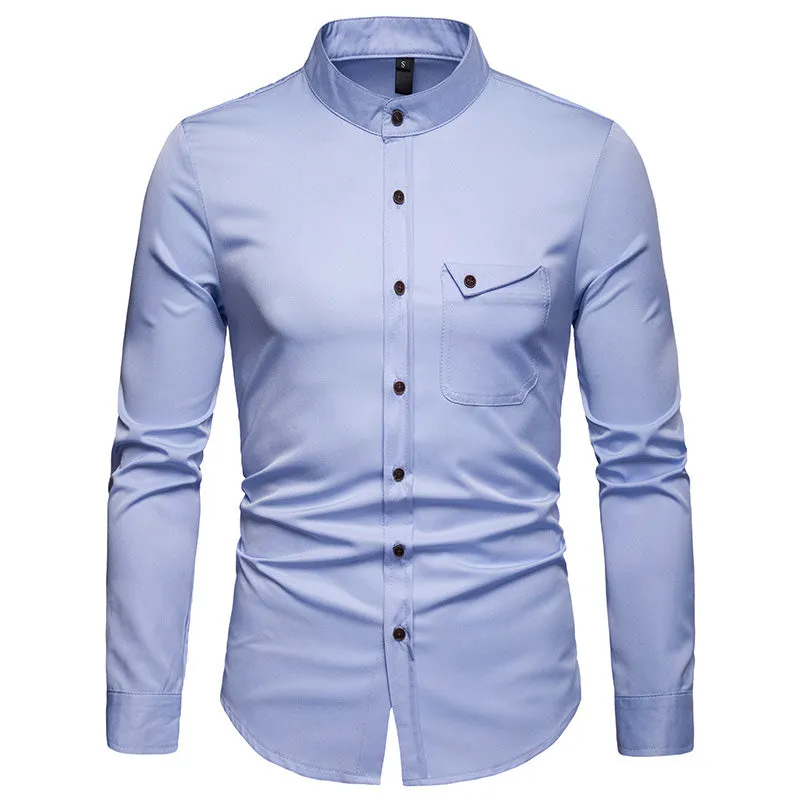 Men's Spring Long Sleeved Shirt With Collar