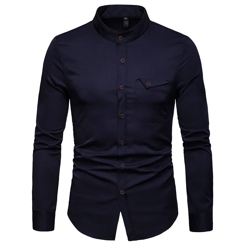 Men's Spring Long Sleeved Shirt With Collar