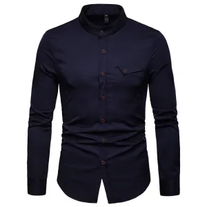 Men's Spring Long Sleeved Shirt With Collar