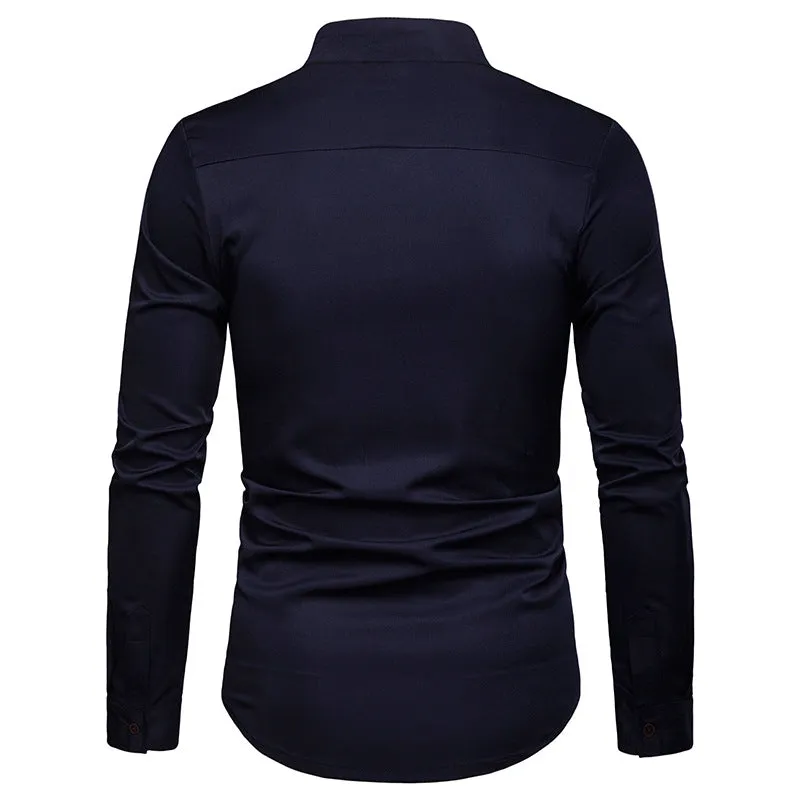 Men's Spring Long Sleeved Shirt With Collar