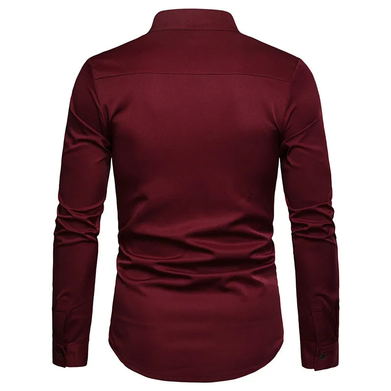 Men's Spring Long Sleeved Shirt With Collar