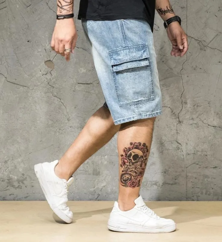 Men's Straight Denim Shorts With Elastic Waist | Plus Size