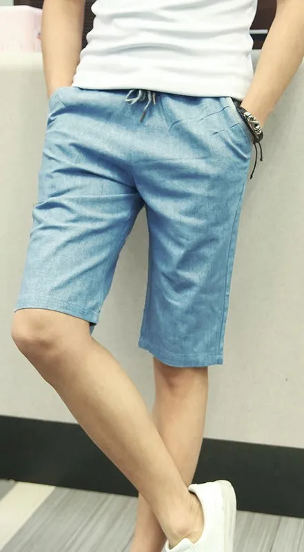 Men's Summer Linen Elastic Waist Board Shorts