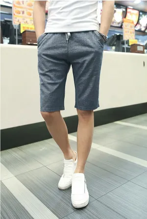 Men's Summer Linen Elastic Waist Board Shorts