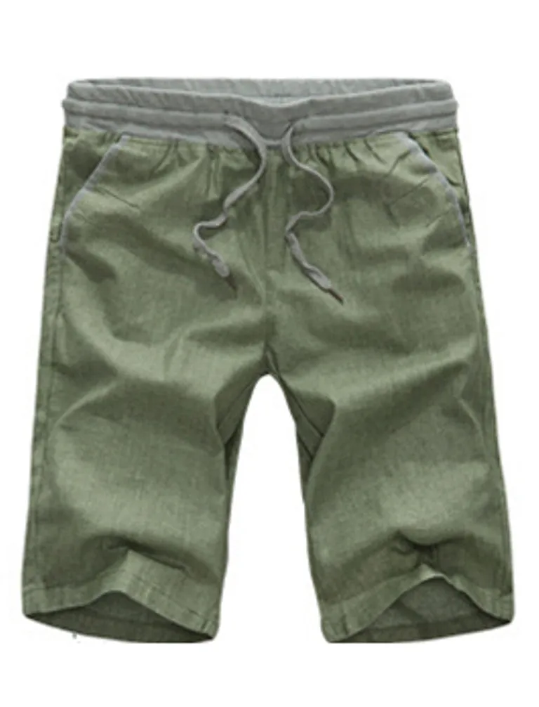 Men's Summer Linen Elastic Waist Board Shorts