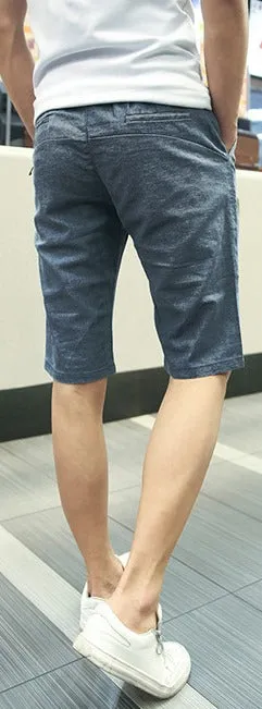 Men's Summer Linen Elastic Waist Board Shorts