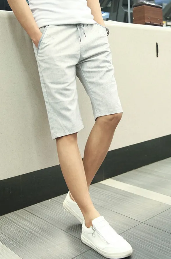 Men's Summer Linen Elastic Waist Board Shorts