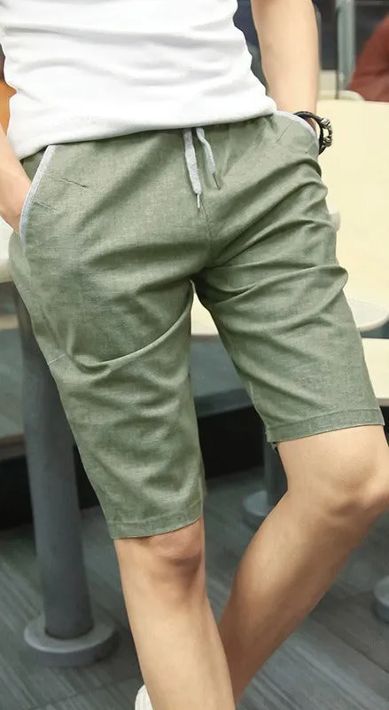 Men's Summer Linen Elastic Waist Board Shorts
