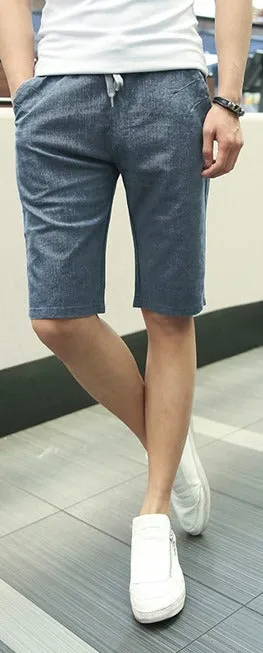 Men's Summer Linen Elastic Waist Board Shorts