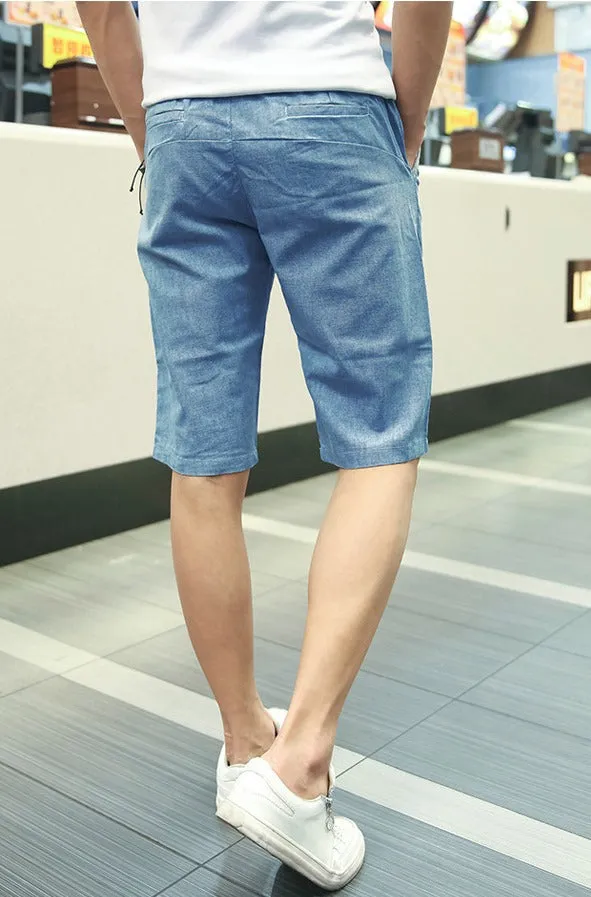 Men's Summer Linen Elastic Waist Board Shorts