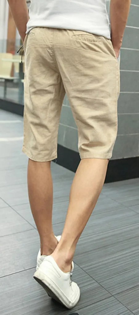 Men's Summer Linen Elastic Waist Board Shorts