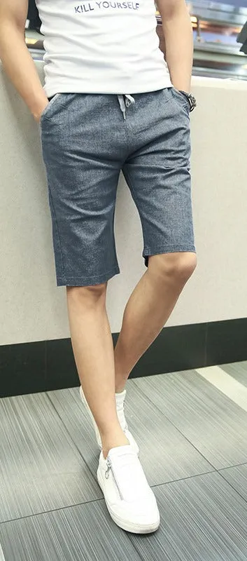 Men's Summer Linen Elastic Waist Board Shorts