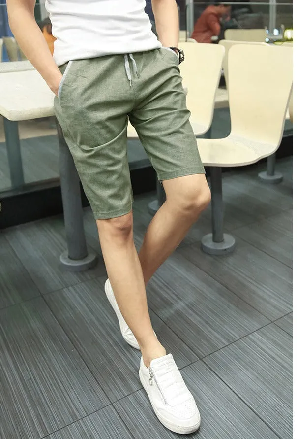Men's Summer Linen Elastic Waist Board Shorts