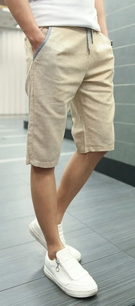 Men's Summer Linen Elastic Waist Board Shorts