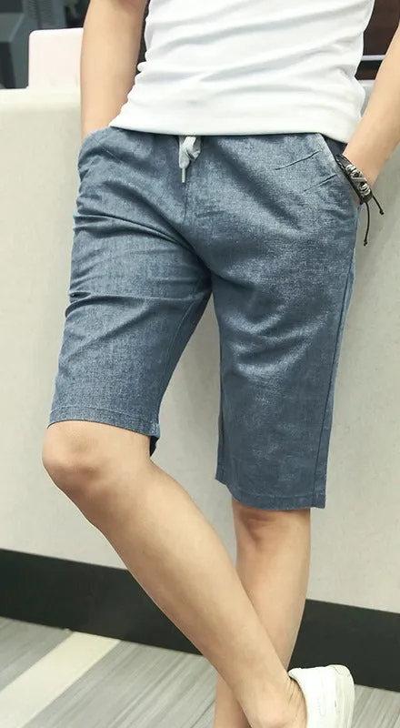 Men's Summer Linen Elastic Waist Board Shorts