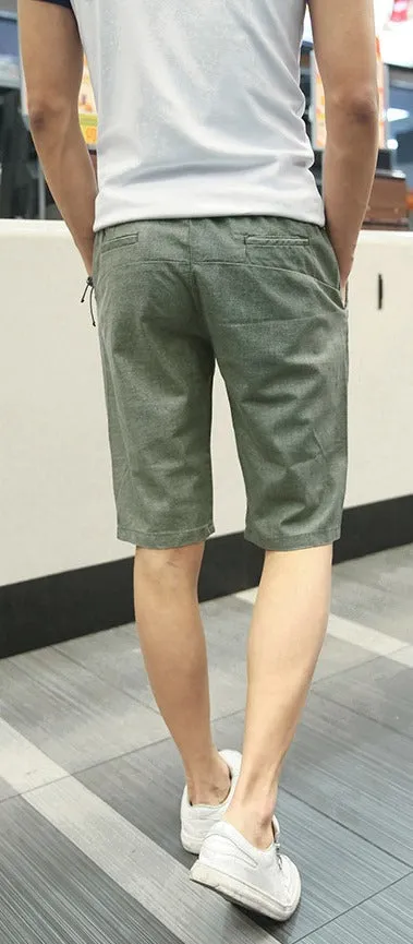 Men's Summer Linen Elastic Waist Board Shorts