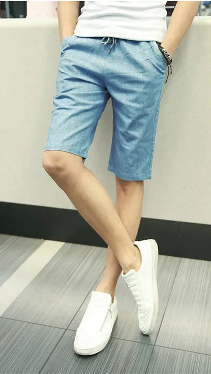 Men's Summer Linen Elastic Waist Board Shorts