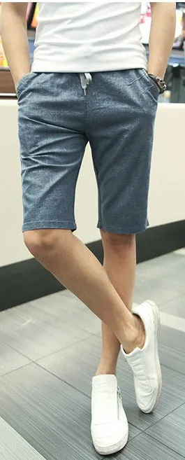 Men's Summer Linen Elastic Waist Board Shorts