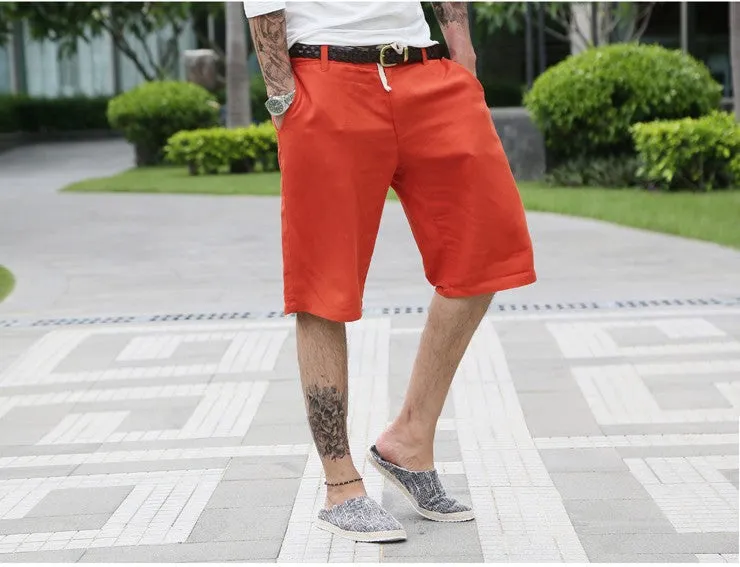 Men's Summer Linen Knee Length Shorts
