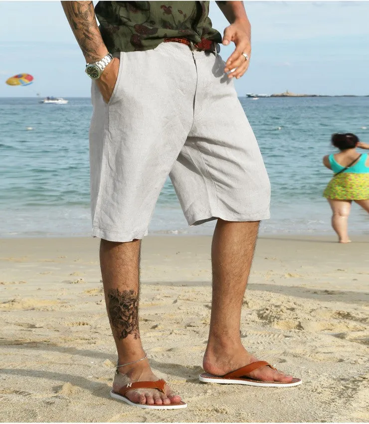 Men's Summer Linen Knee Length Shorts