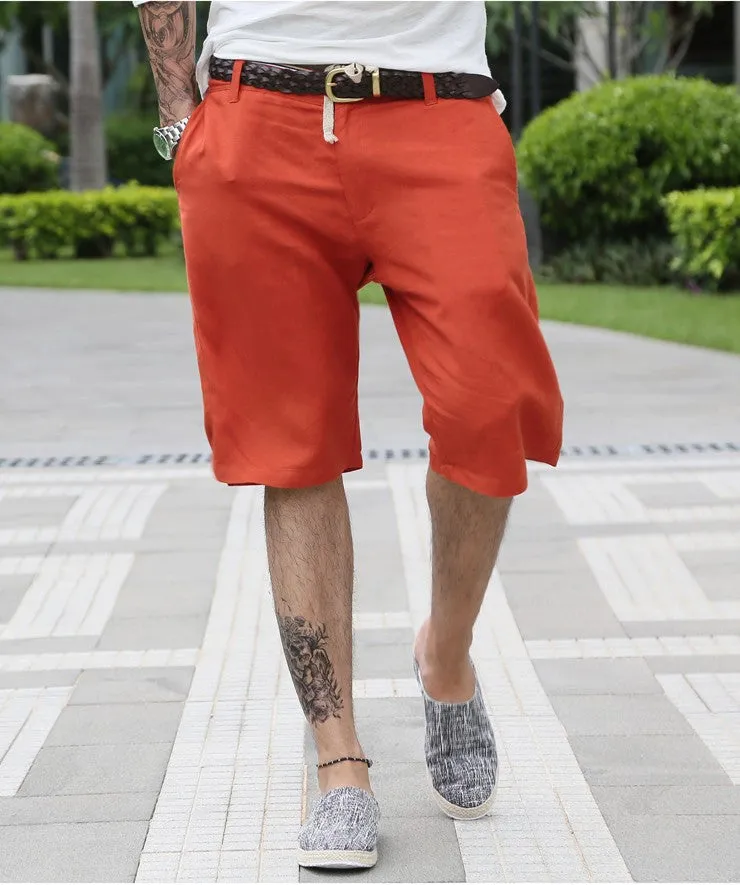 Men's Summer Linen Knee Length Shorts