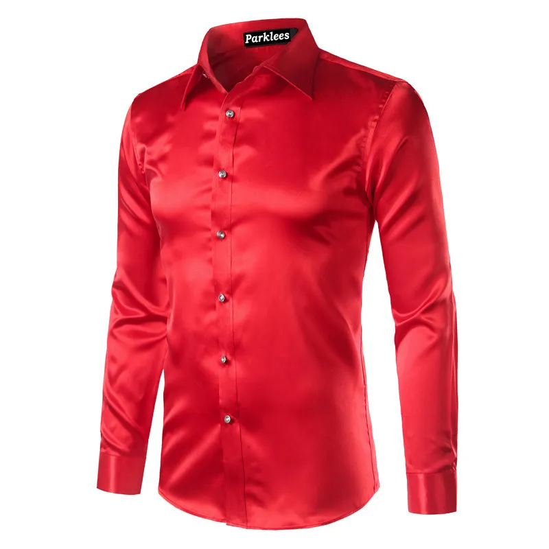 Men's Summer Satin Long Sleeved Shirt