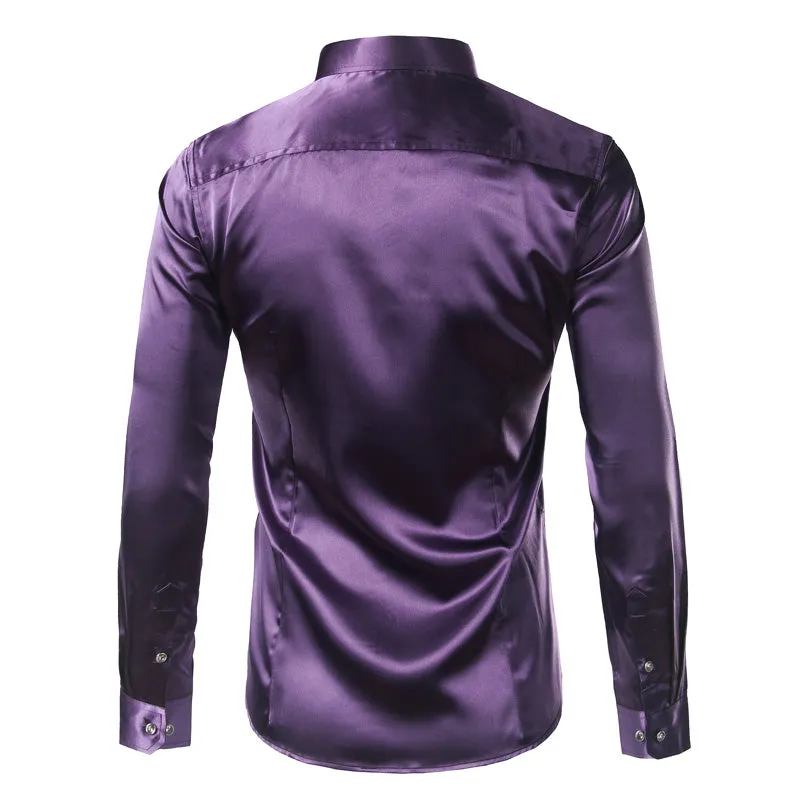 Men's Summer Satin Long Sleeved Shirt