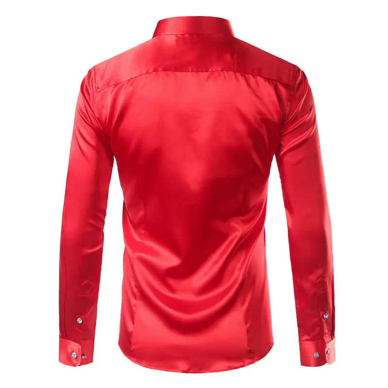 Men's Summer Satin Long Sleeved Shirt