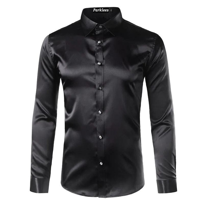 Men's Summer Satin Long Sleeved Shirt