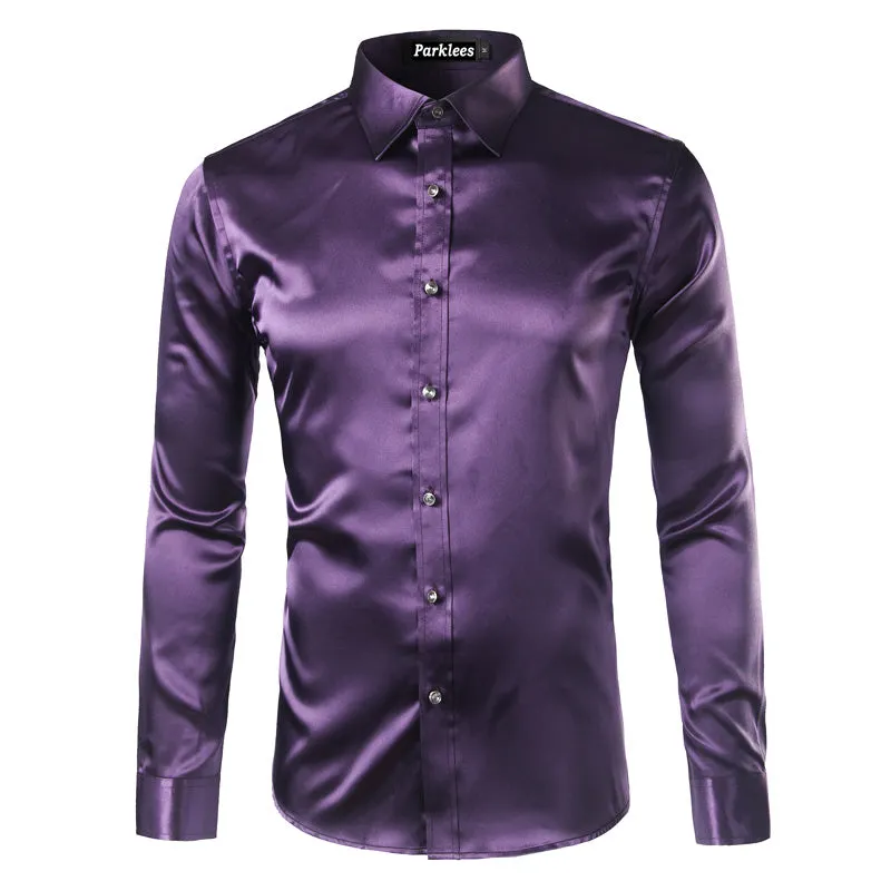 Men's Summer Satin Long Sleeved Shirt