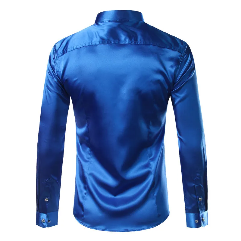 Men's Summer Satin Long Sleeved Shirt