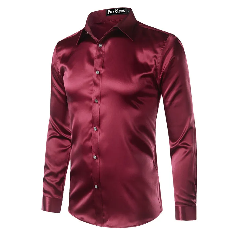 Men's Summer Satin Long Sleeved Shirt