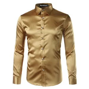 Men's Summer Satin Long Sleeved Shirt