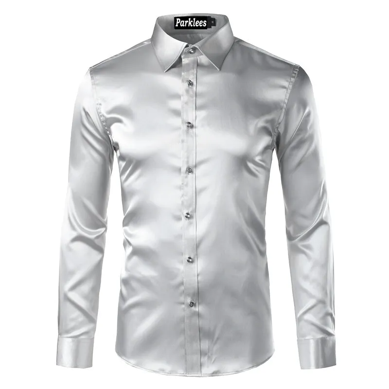 Men's Summer Satin Long Sleeved Shirt