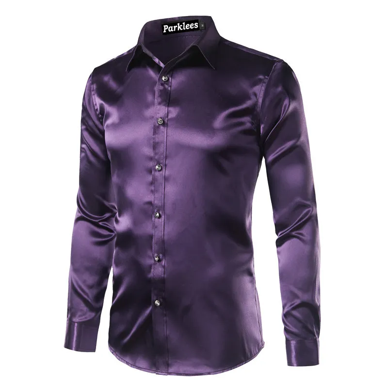 Men's Summer Satin Long Sleeved Shirt