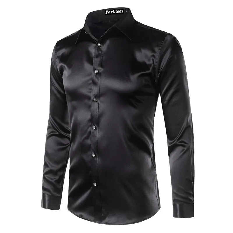 Men's Summer Satin Long Sleeved Shirt