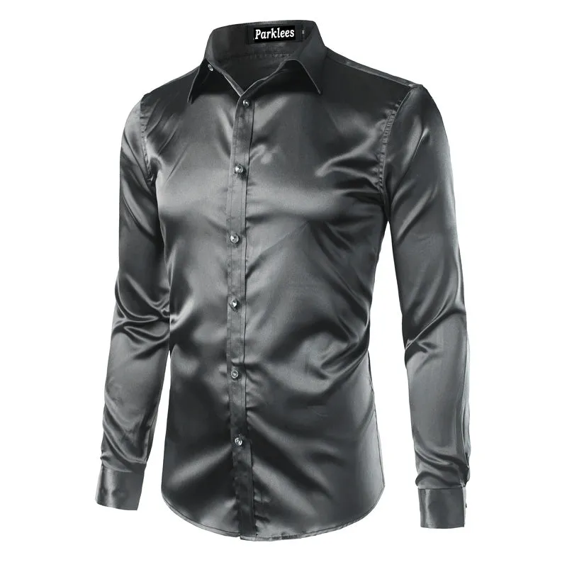 Men's Summer Satin Long Sleeved Shirt