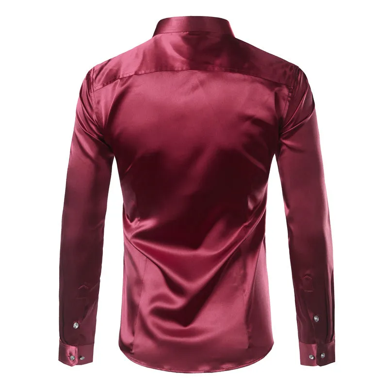 Men's Summer Satin Long Sleeved Shirt