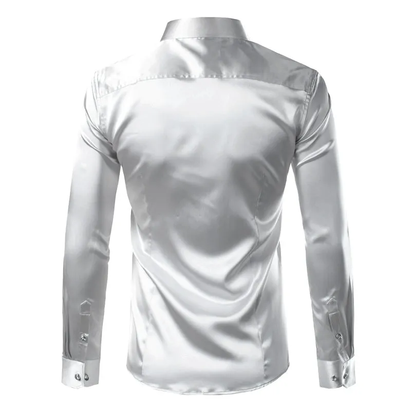 Men's Summer Satin Long Sleeved Shirt