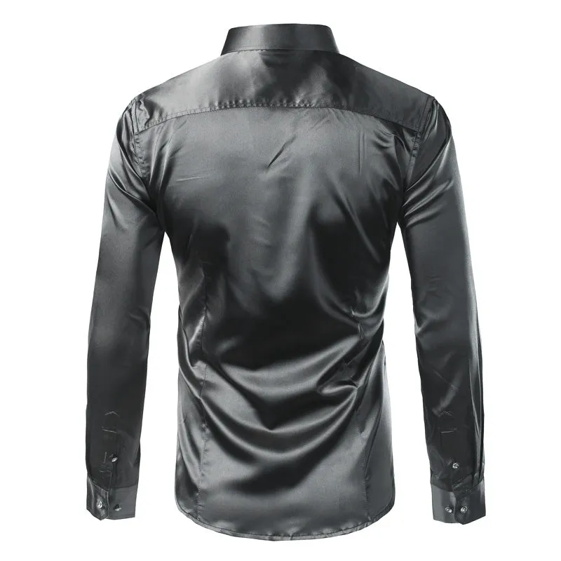 Men's Summer Satin Long Sleeved Shirt