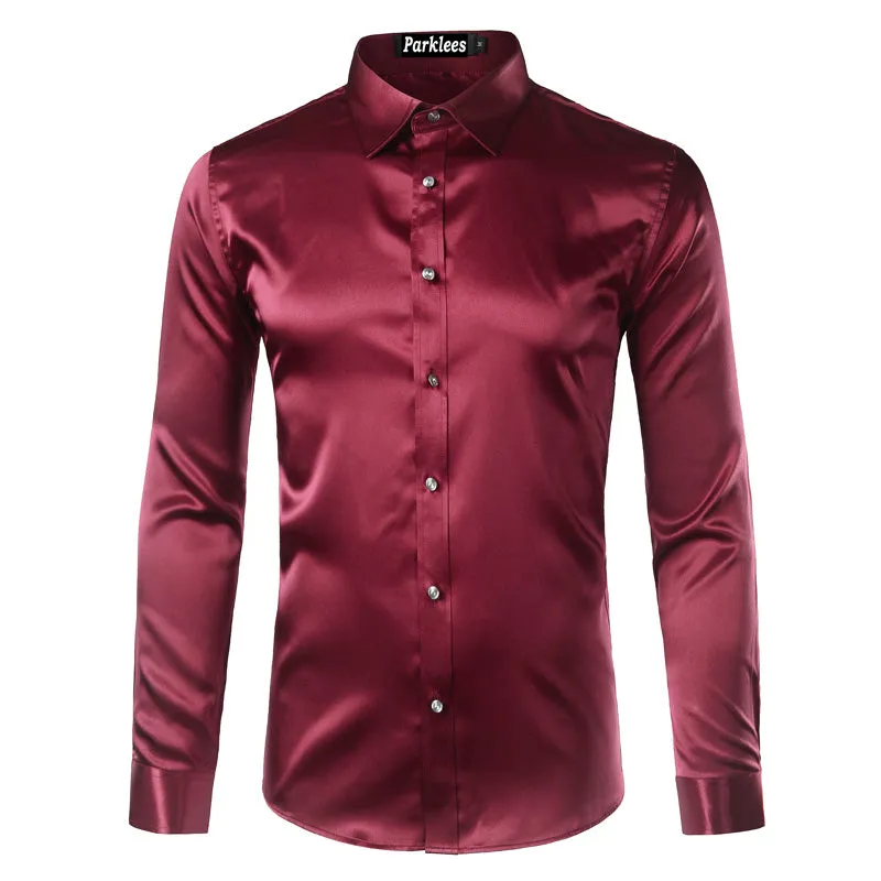 Men's Summer Satin Long Sleeved Shirt