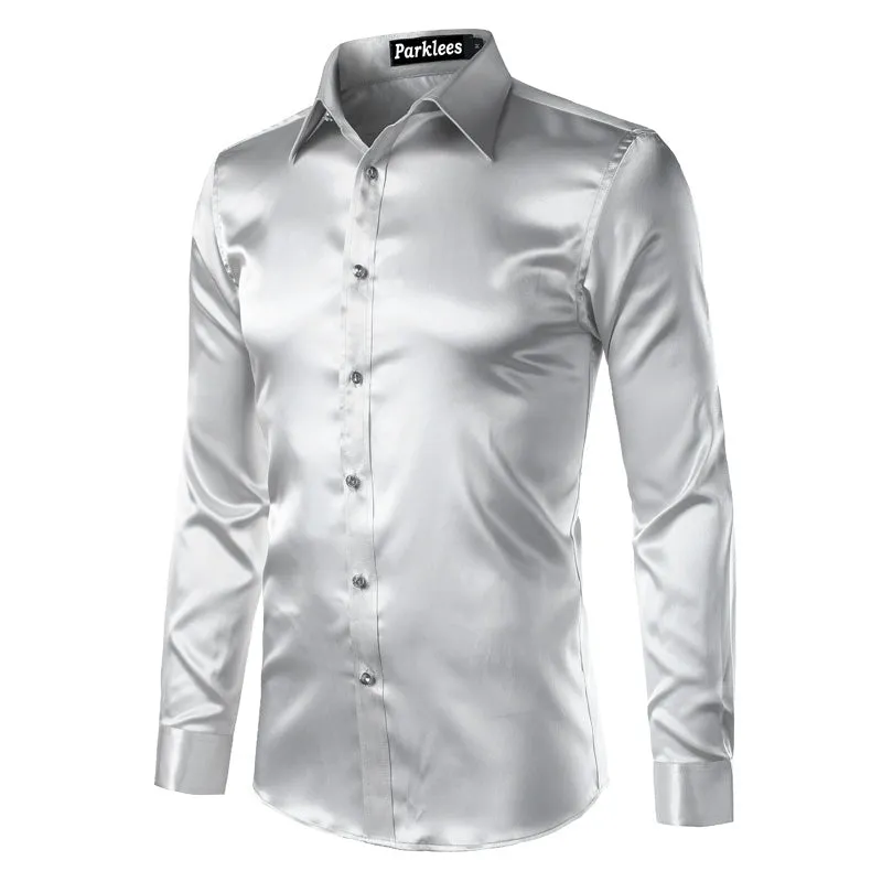 Men's Summer Satin Long Sleeved Shirt