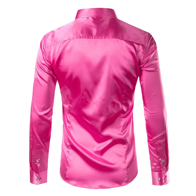 Men's Summer Satin Long Sleeved Shirt