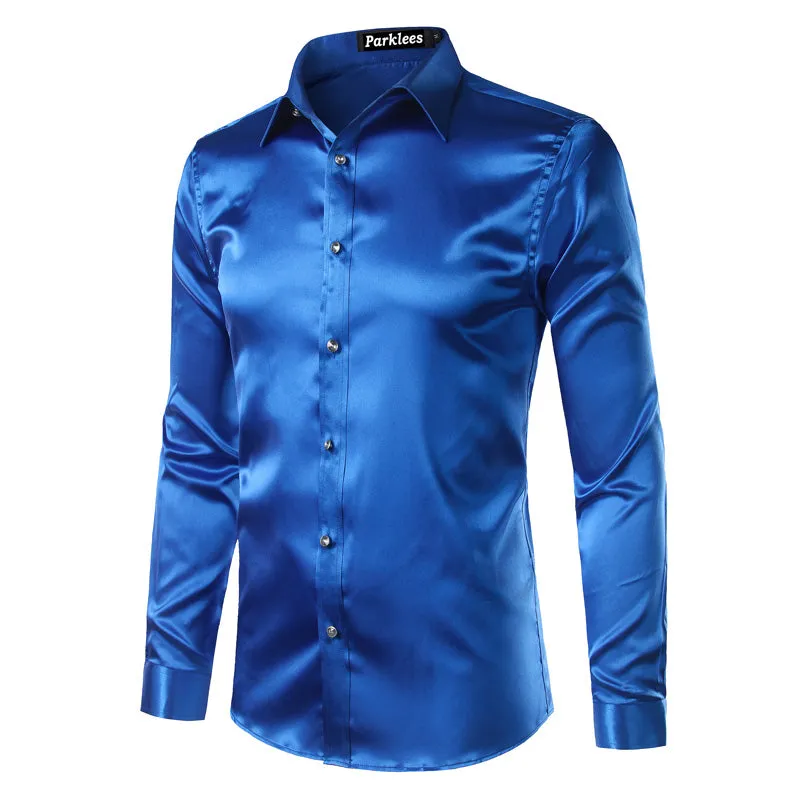Men's Summer Satin Long Sleeved Shirt