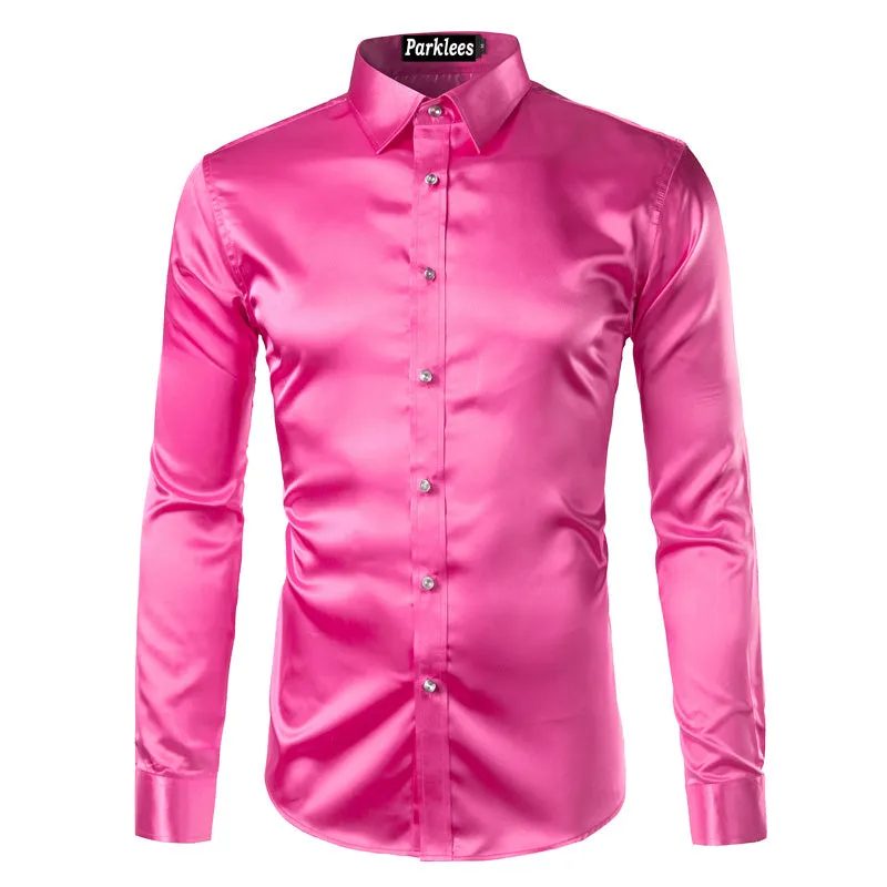 Men's Summer Satin Long Sleeved Shirt