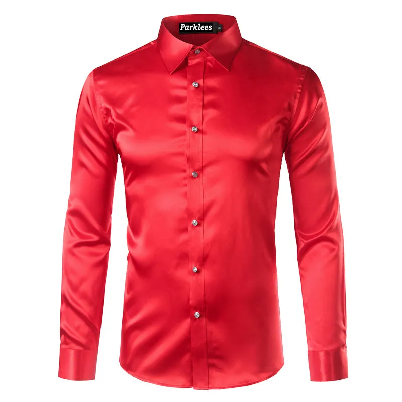 Men's Summer Satin Long Sleeved Shirt